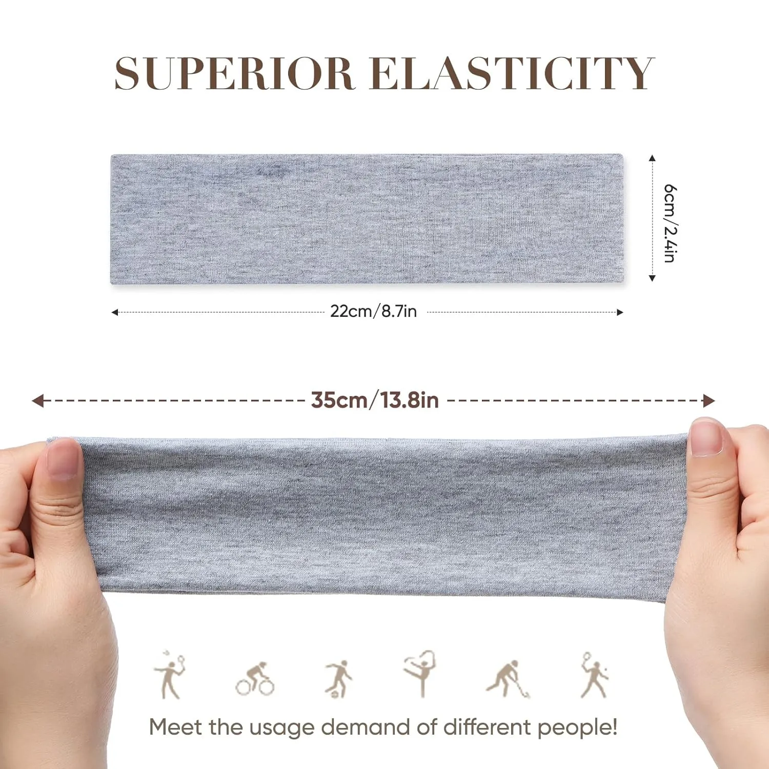 Headbands for Women Non Slip - 9 Pcs Fabric Elastic Hair Bands for Women's Hair, Soft Cotton Cloth Stretchy Sport Headbands, Sweat Absorption Athletic Hairbands for Workout Yoga Running - A