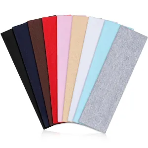 Headbands for Women Non Slip - 9 Pcs Fabric Elastic Hair Bands for Women's Hair, Soft Cotton Cloth Stretchy Sport Headbands, Sweat Absorption Athletic Hairbands for Workout Yoga Running - A