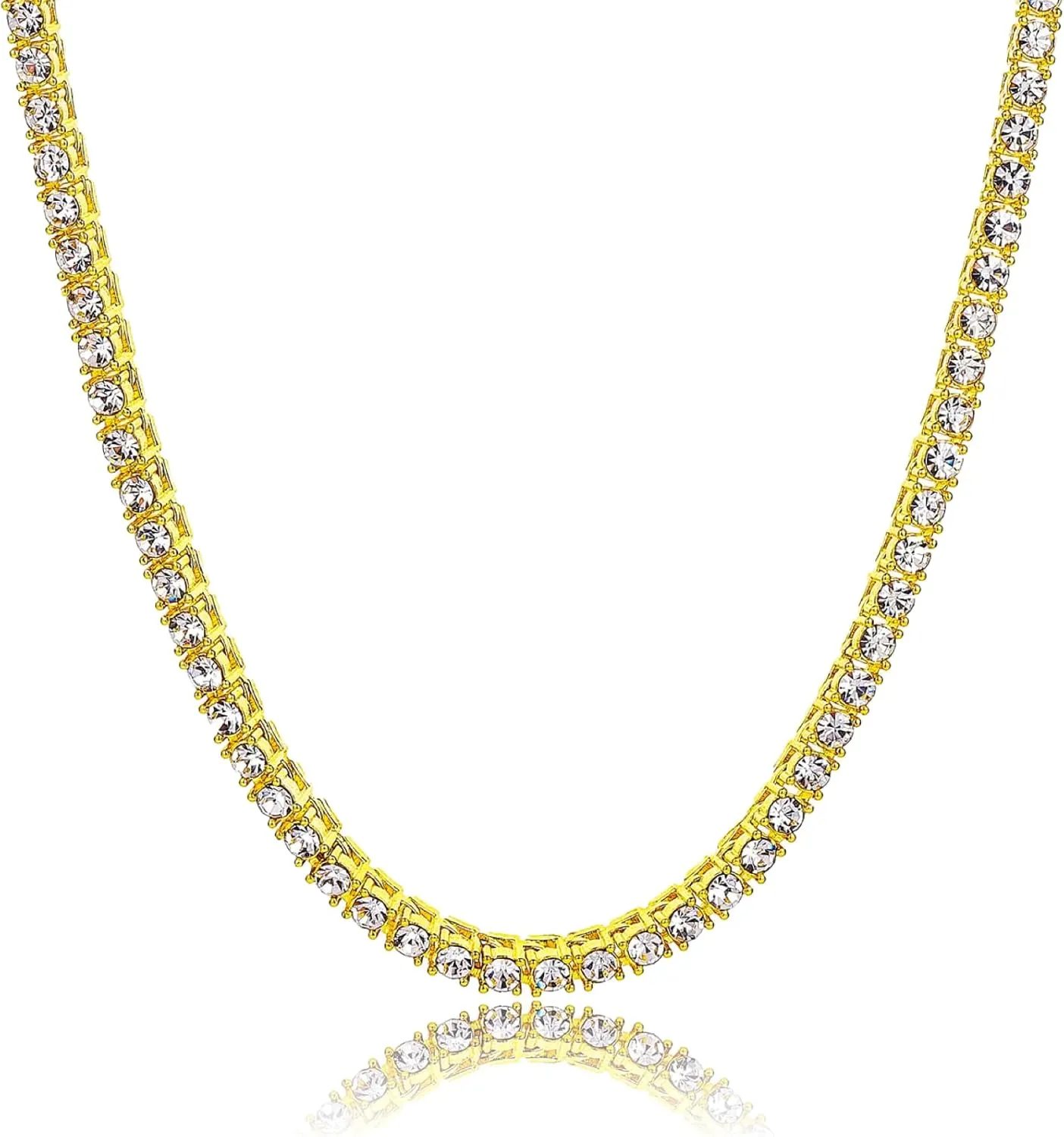 Hip Hop Tennis Chain Necklace with Cross Pendant for Men & Women ?C Gold Plated Iced Out Cuban Link Chains, Bling Rhinestone & Crystal Studded Necklaces for Teens (8-24 Inches)