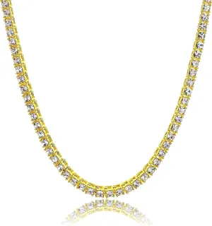 Hip Hop Tennis Chain Necklace with Cross Pendant for Men & Women ?C Gold Plated Iced Out Cuban Link Chains, Bling Rhinestone & Crystal Studded Necklaces for Teens (8-24 Inches)