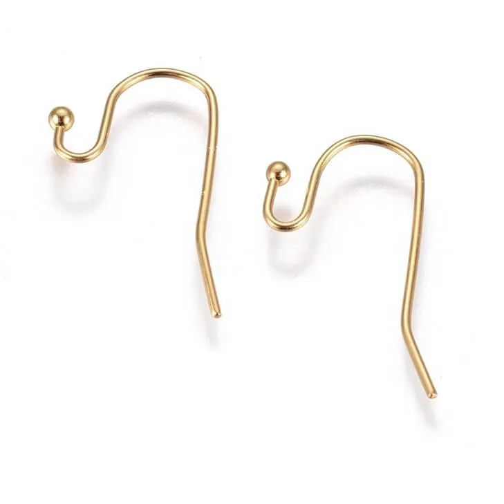 Hook Earrings and ball Gold Stainless Steel 20mm (4)