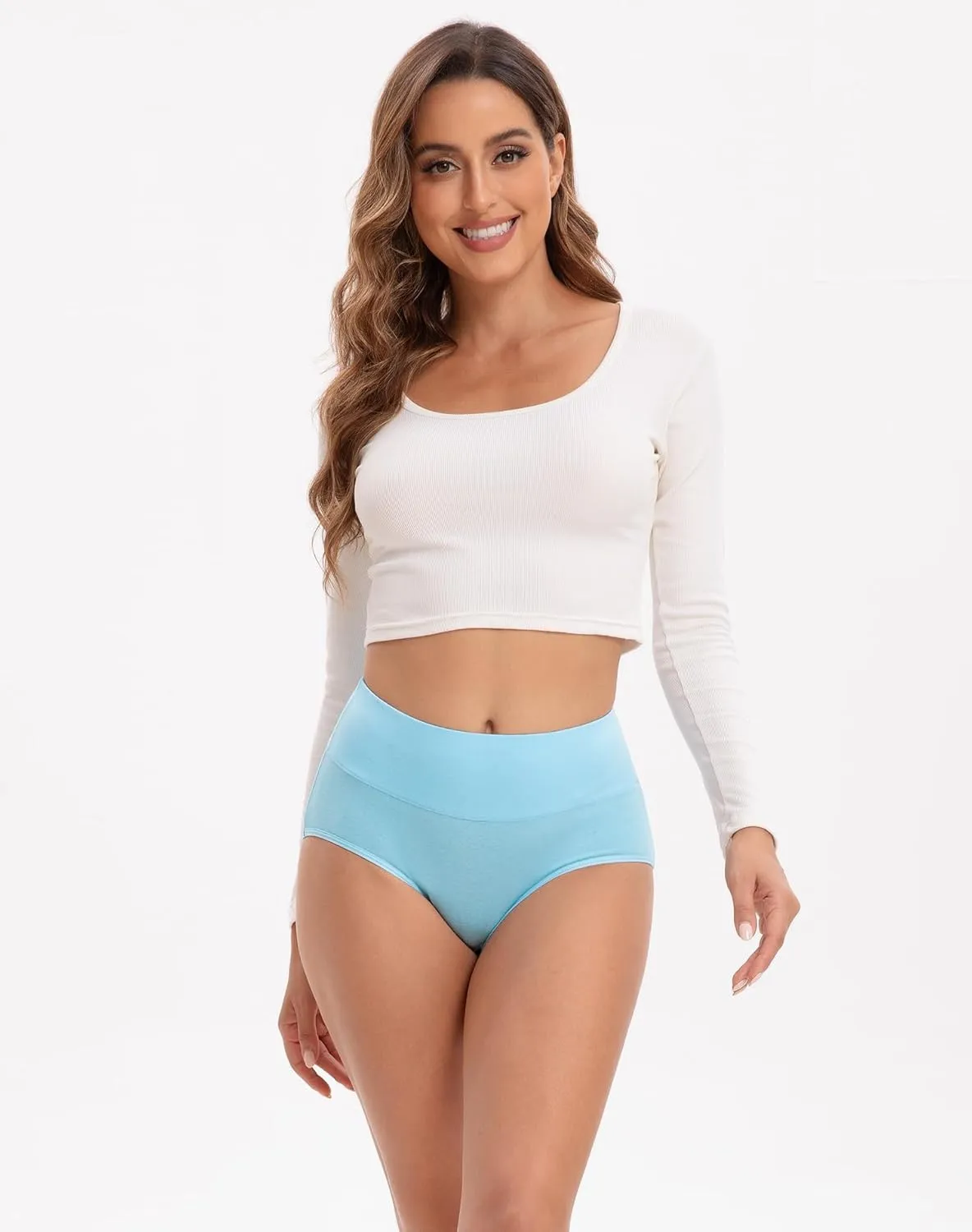 INNERSY Women's High Waisted Underwear Cotton Panties Regular & Plus Size 5-Pack