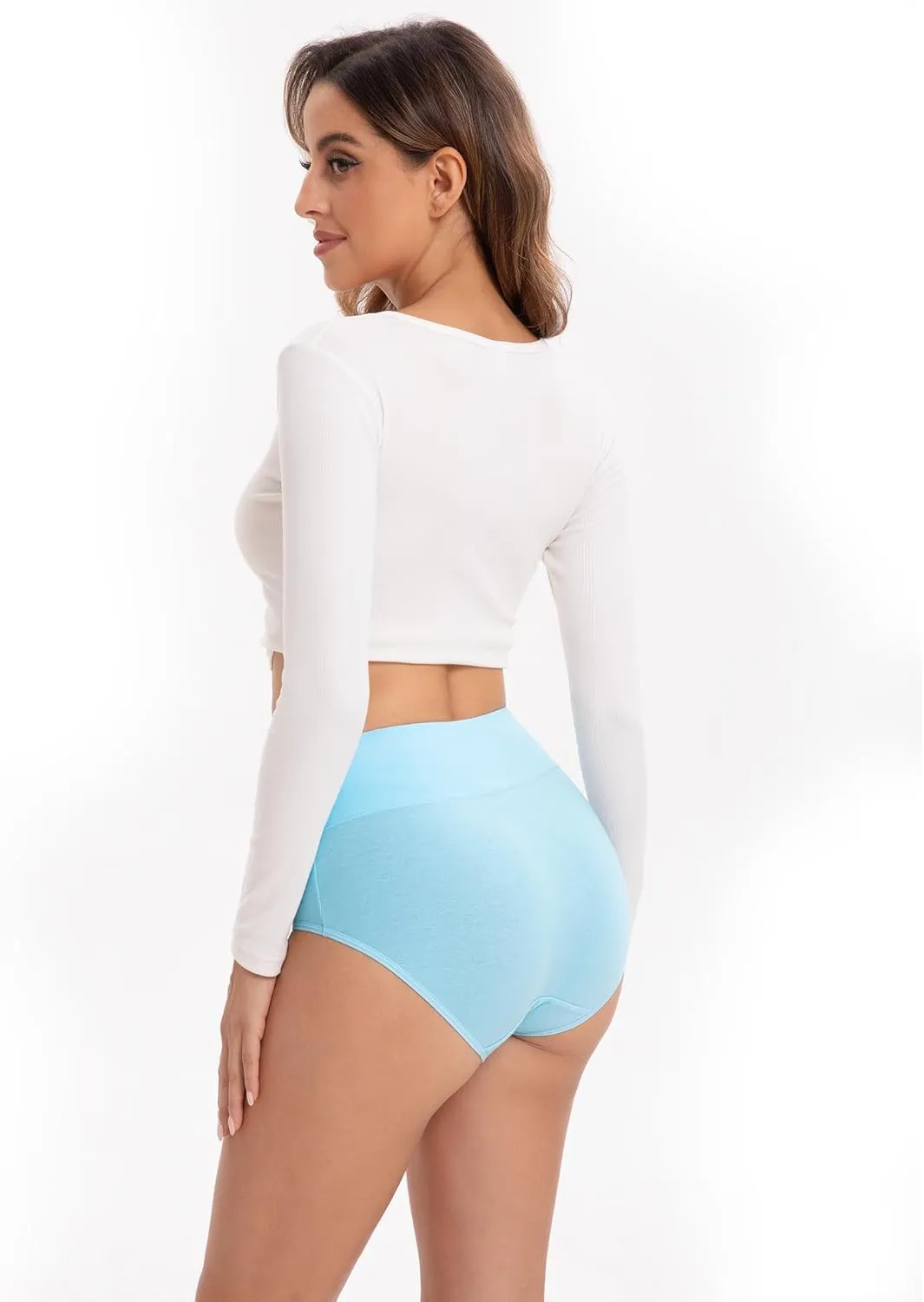 INNERSY Women's High Waisted Underwear Cotton Panties Regular & Plus Size 5-Pack