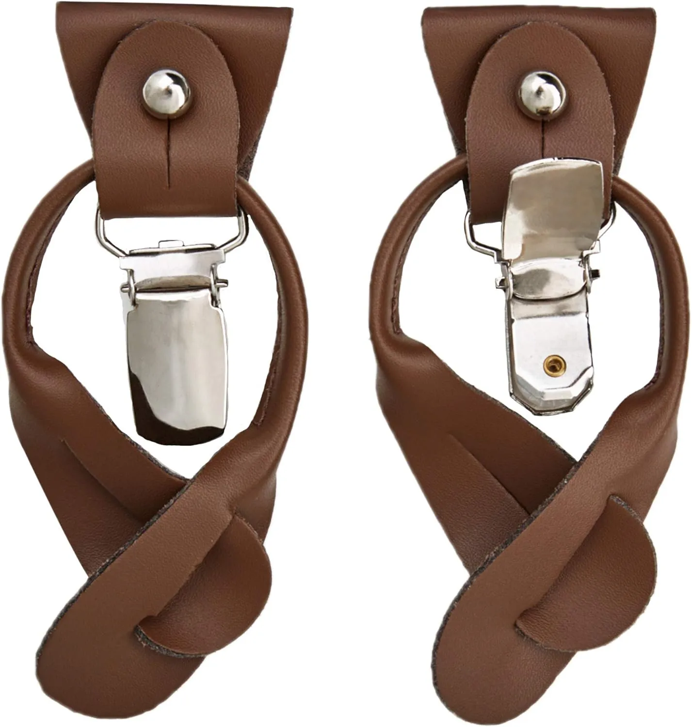 Jacob Alexander Men's Solid Fabric Suspenders Braces Convertible Leather Ends and Clips Y-Back