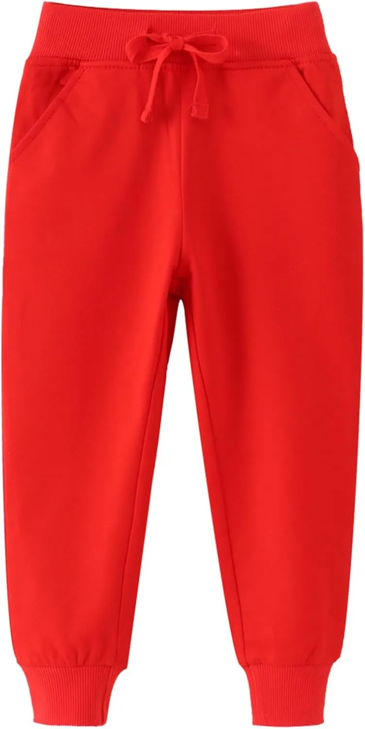 Little Boys Jogger Pants Toddler Boys' Drawstring Elastic Waist Cotton Casual Sweatpants 1PC/ 2 PCS Set