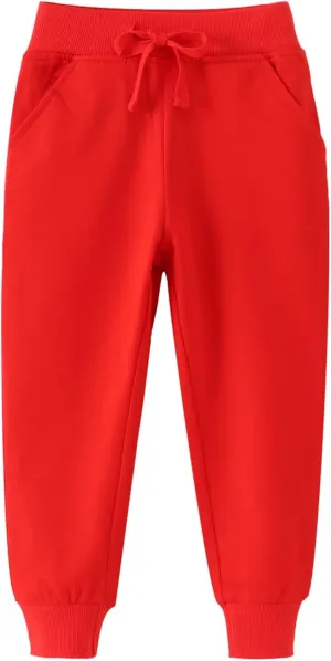 Little Boys Jogger Pants Toddler Boys' Drawstring Elastic Waist Cotton Casual Sweatpants 1PC/ 2 PCS Set