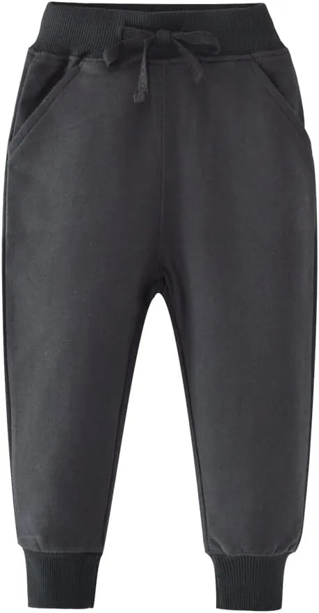 Little Boys Jogger Pants Toddler Boys' Drawstring Elastic Waist Cotton Casual Sweatpants 1PC/ 2 PCS Set