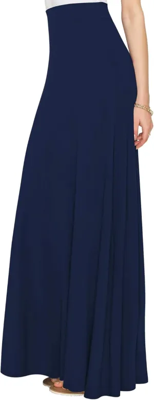 Lock and Love Women's Casual Comfy Stylish High Waist Flare Long Maxi Skirt  Available in Print & Solid Options