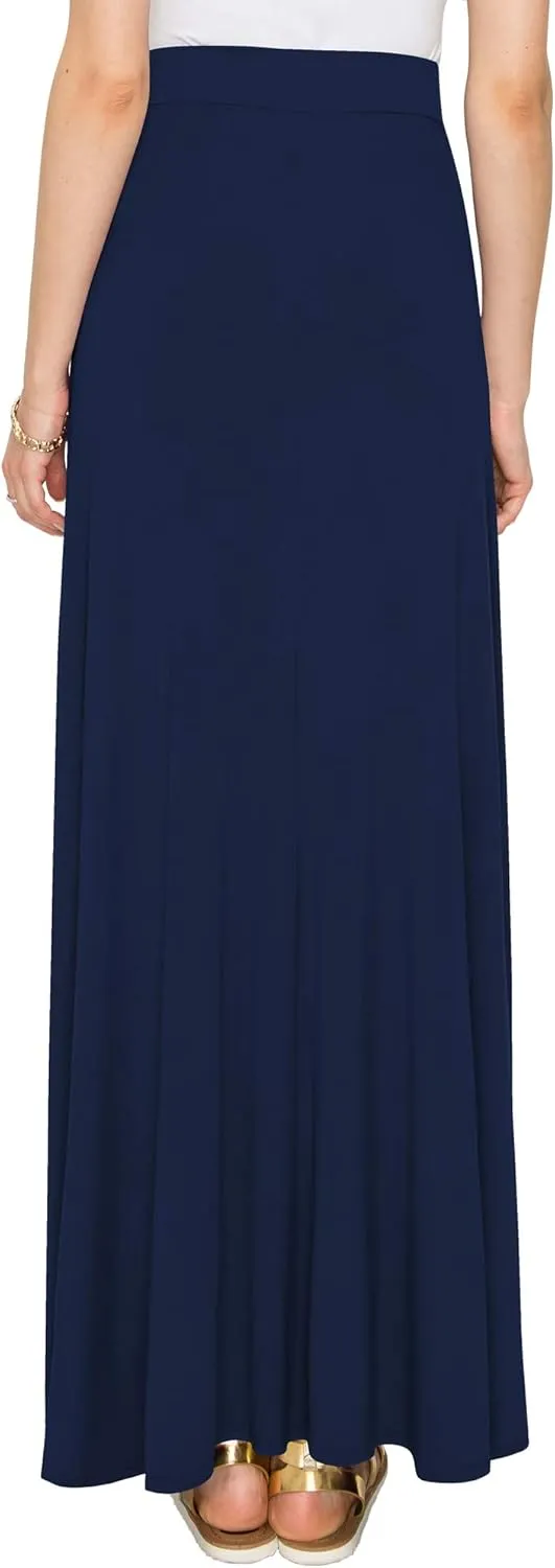 Lock and Love Women's Casual Comfy Stylish High Waist Flare Long Maxi Skirt  Available in Print & Solid Options