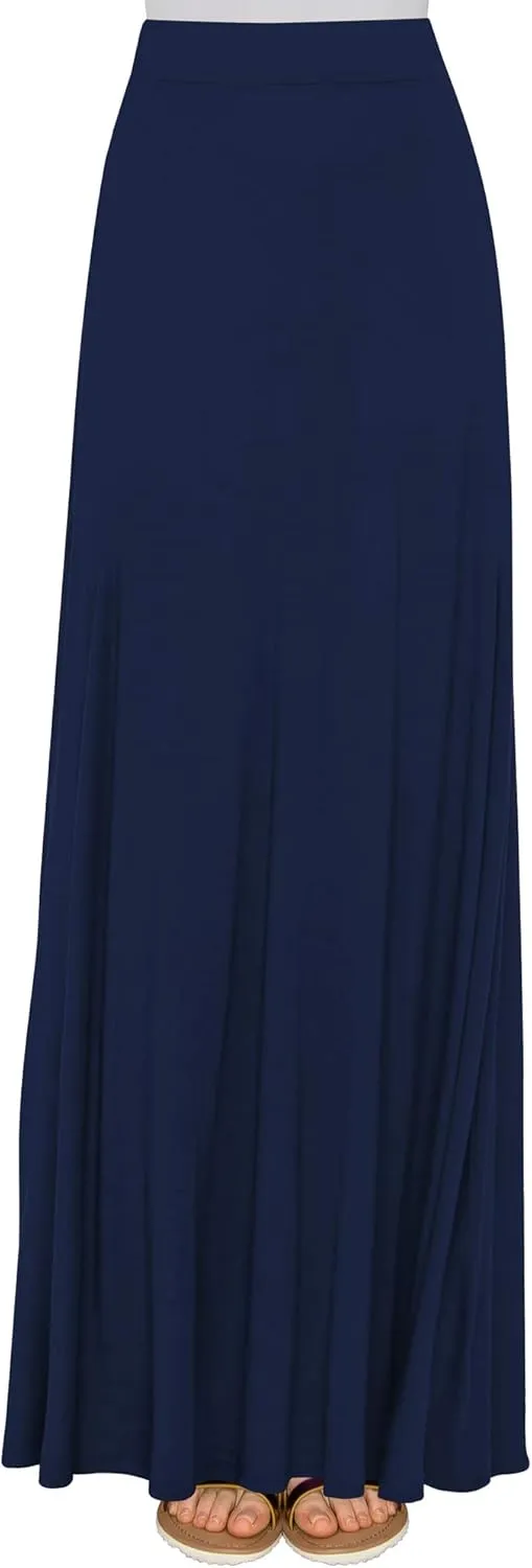 Lock and Love Women's Casual Comfy Stylish High Waist Flare Long Maxi Skirt  Available in Print & Solid Options