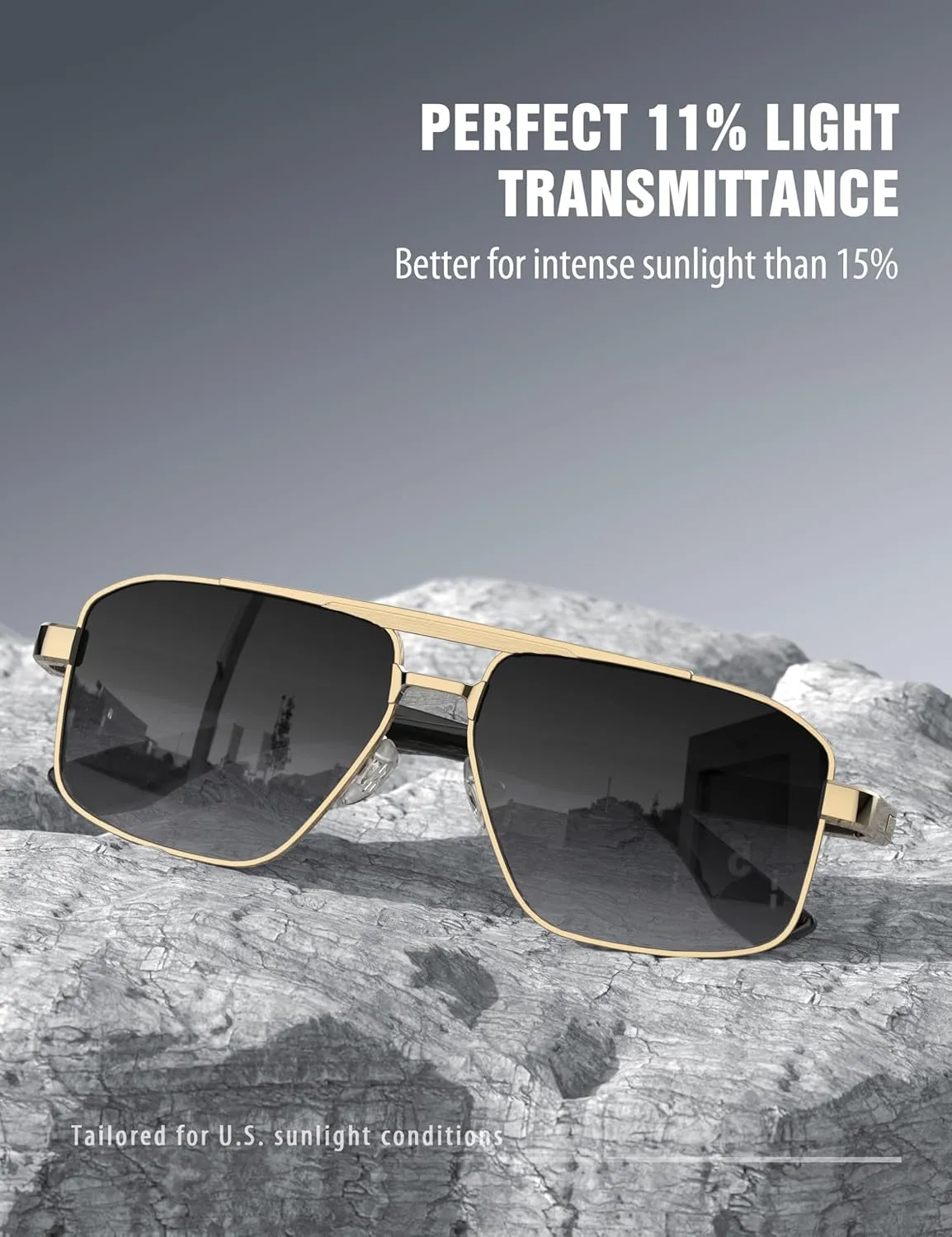 LUENX Aviator Sunglasses for Men Retro Square Polarized Polygon Shades UV 400 Protection