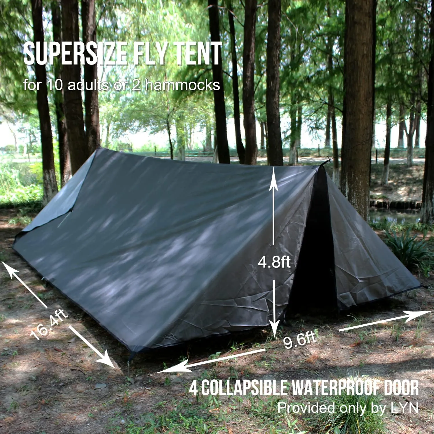 LYN Extra Large Zipper Reusable Survival Emergency Shelter Tent,Thermal Waterproof Fireproof Lightweight Bugout, with ParacordStake for Camping,First Aid,Hiking&Bushcraft