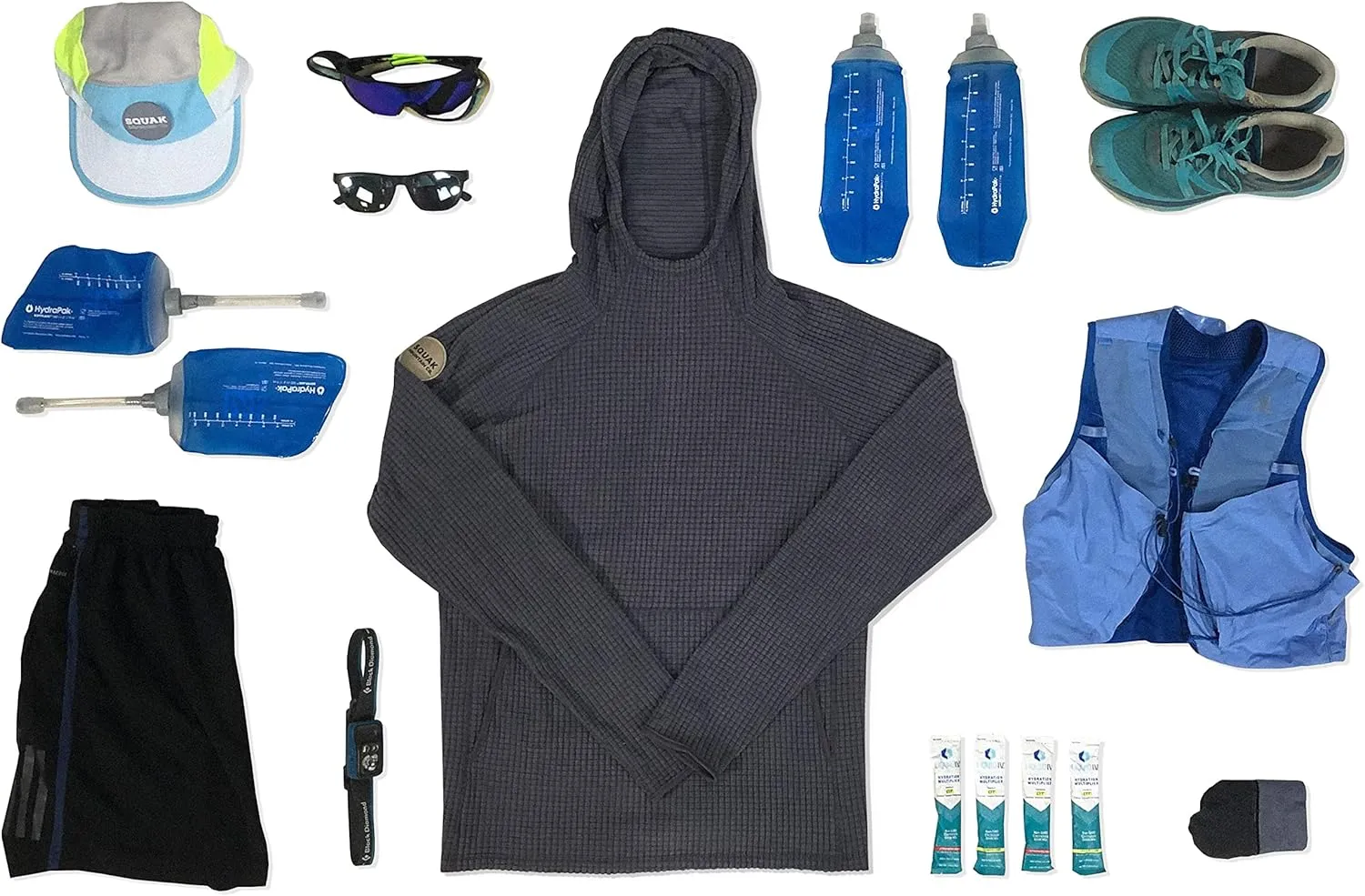 Men's Outdoor Fleece Mid-Layer Grid Hoodie For Hiking Skiing Backpacking