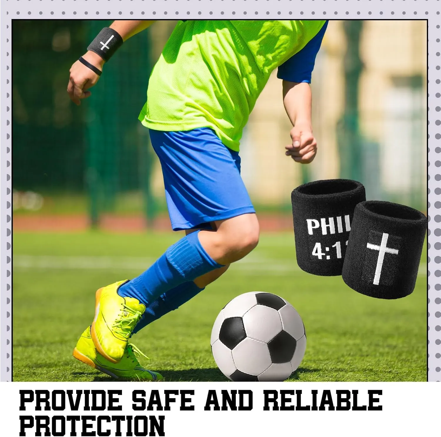 Misdary 6 Pair Faith Cross Drip Wristband Baseball Drip Baseball Accessories Cross Sports Wristband Absorbent Sweat Band Athletic Christian Faith for Sports Basketball Football Gym Workout