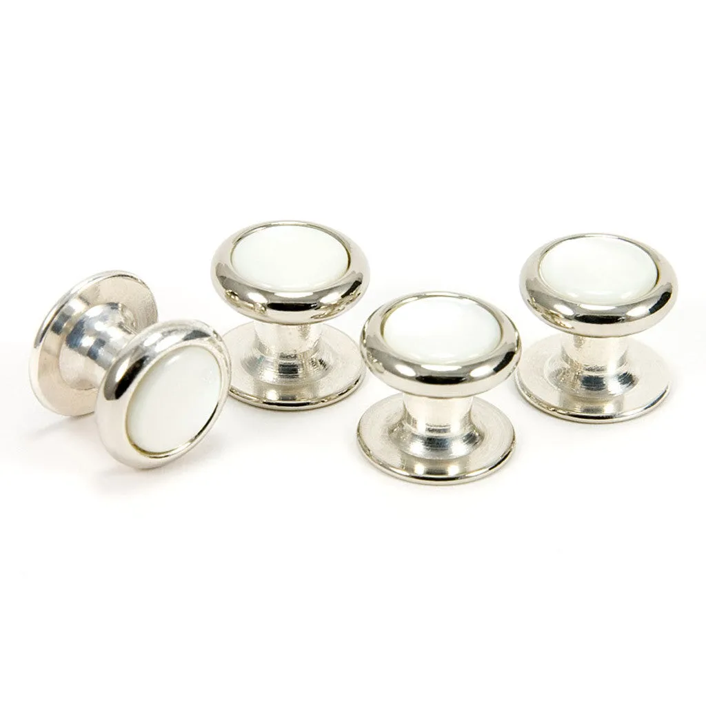 Mother of Pearl Silver Cufflink Tuxedo Stud Set