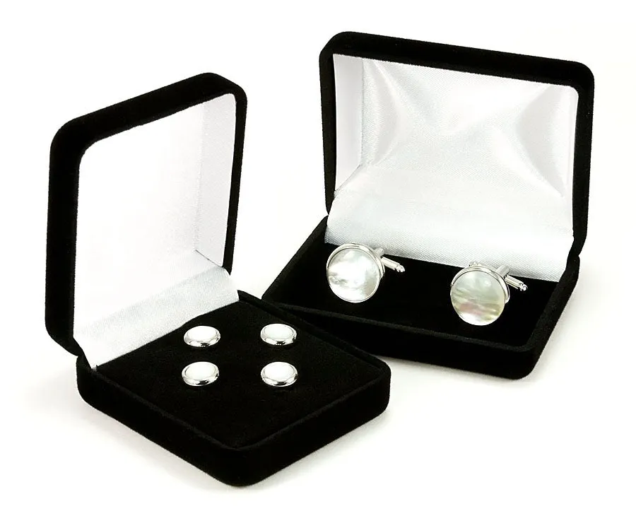 Mother of Pearl Silver Cufflink Tuxedo Stud Set