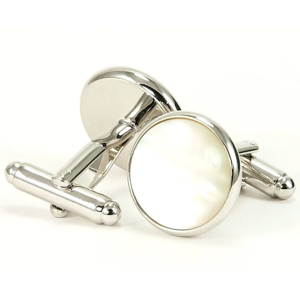 Mother of Pearl Silver Cufflink Tuxedo Stud Set