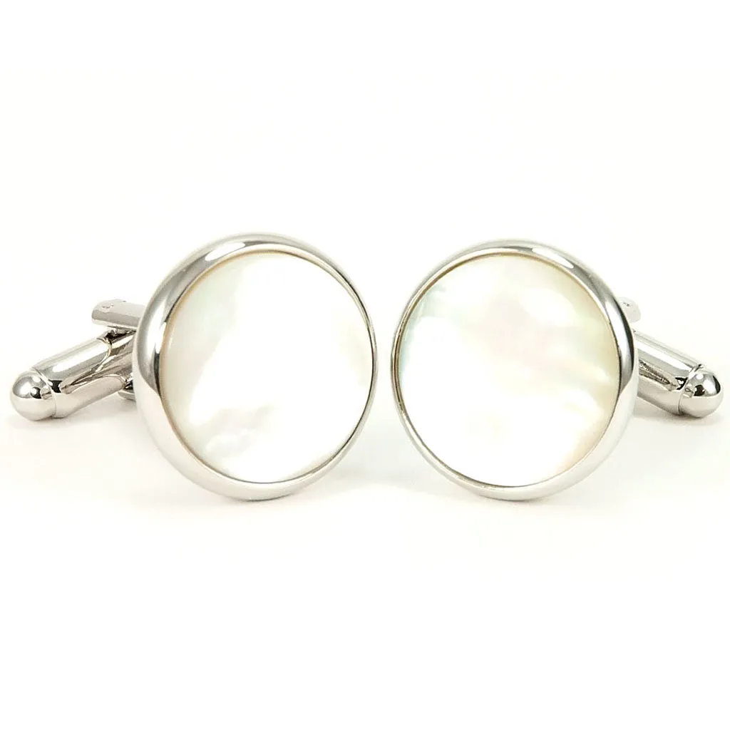Mother of Pearl Silver Cufflink Tuxedo Stud Set