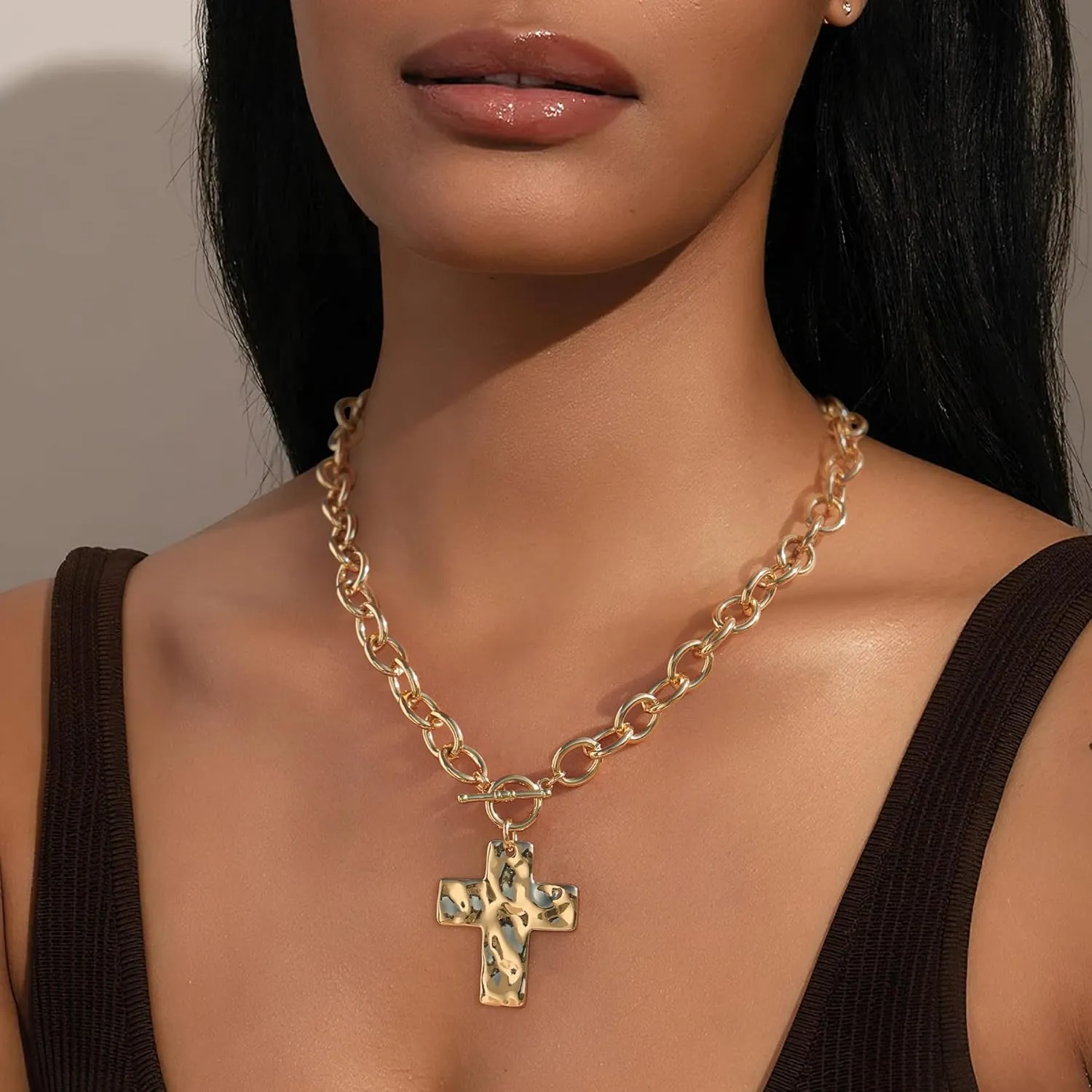 MUYAN Trendy Vintage Cross Pendant Necklace for Men Women Cross Necklace Mens Jewelry