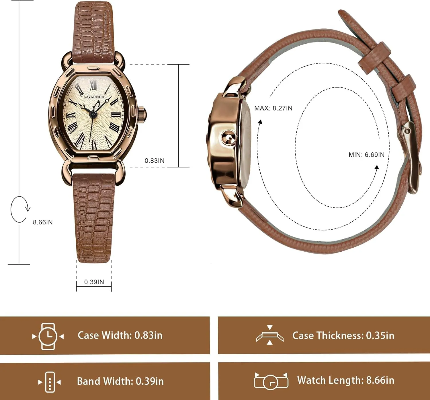 NN BEN NEVIS Watch, Womens Watch Elegant Lychee Leather Strap, Fashion Creative Square Wrist Watch, Analog Watch Birthday/Wedding Gifts for Women/Girls