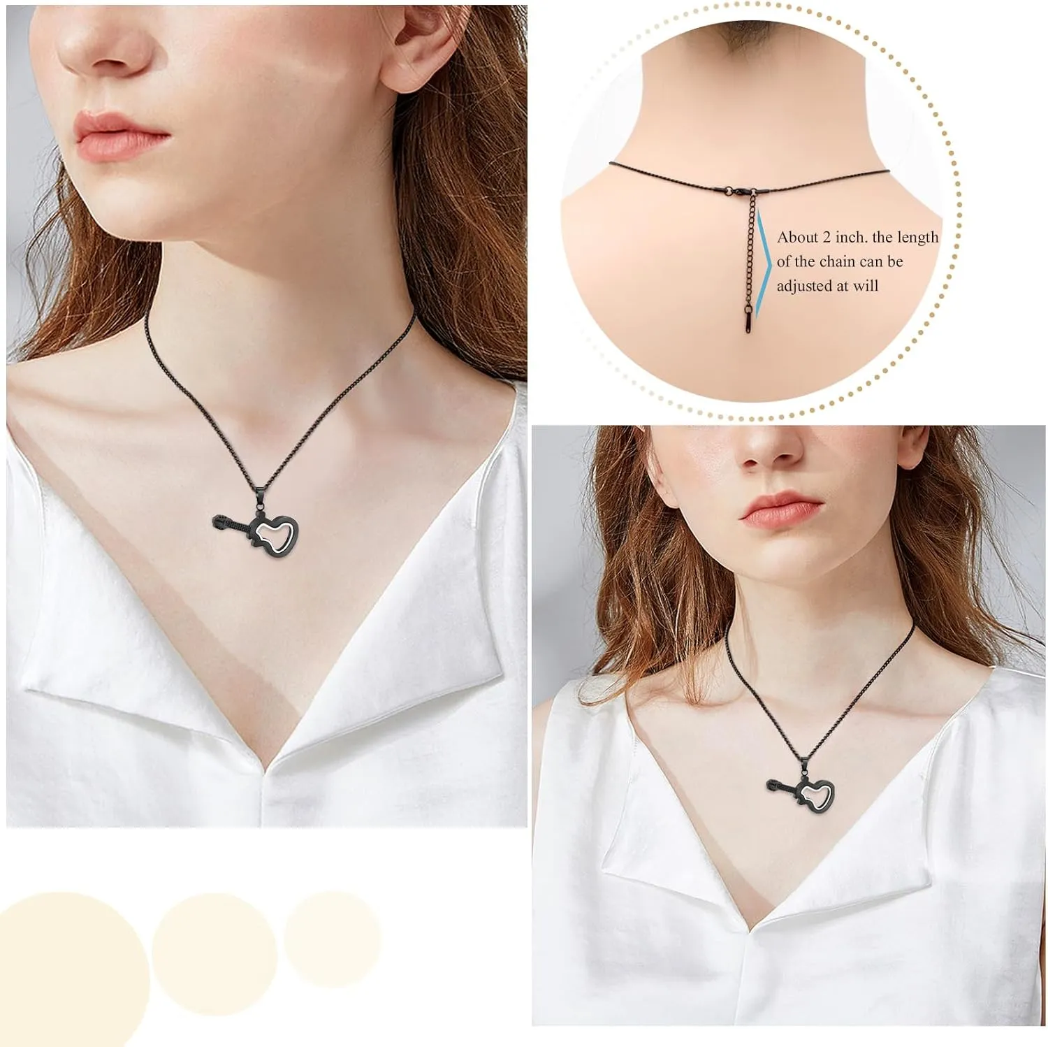 Oinsi Clear Glass Guitar Cremation Neckalce for Ashes Women Men Musical Instrument Memorial Urn Jewelry for Ashes Keepsake Pendant