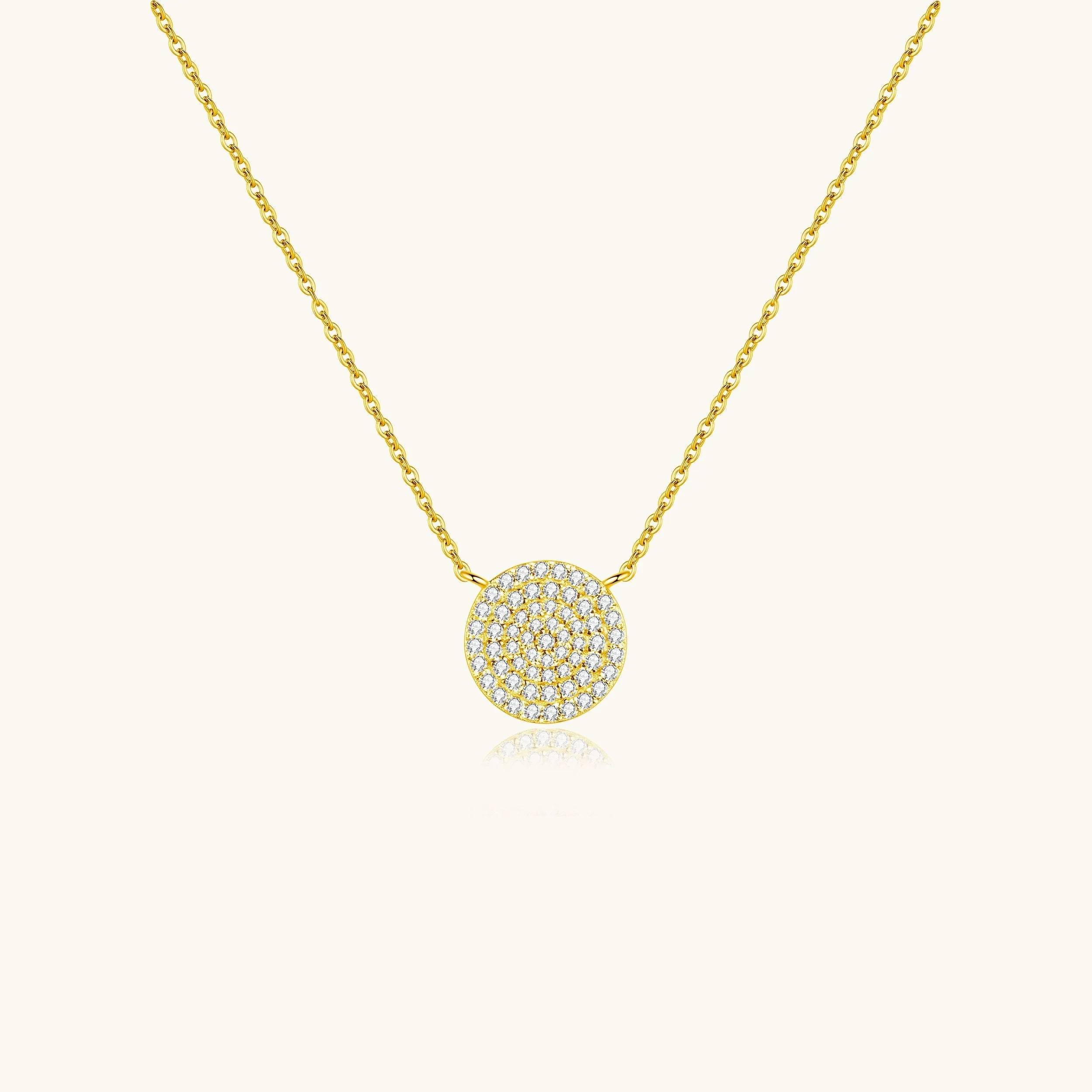 Pave Circle Disc Necklace
