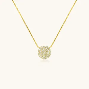 Pave Circle Disc Necklace