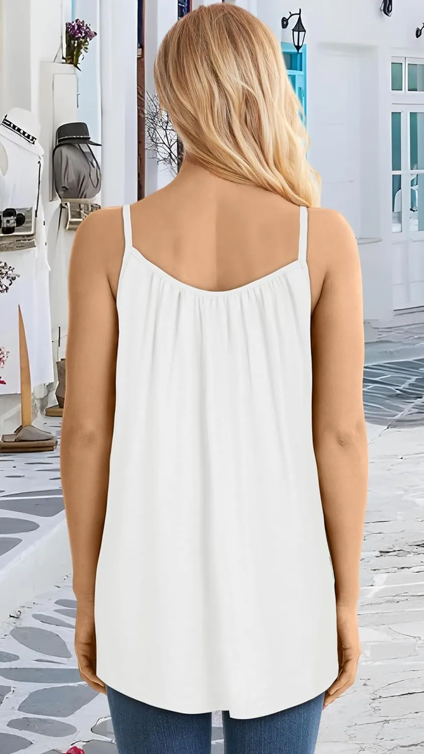 Plus Size Tank Top for Women Summer Casual Spaghetti Strap Camisole Loose Fit Sleeveless Tunic Blouses