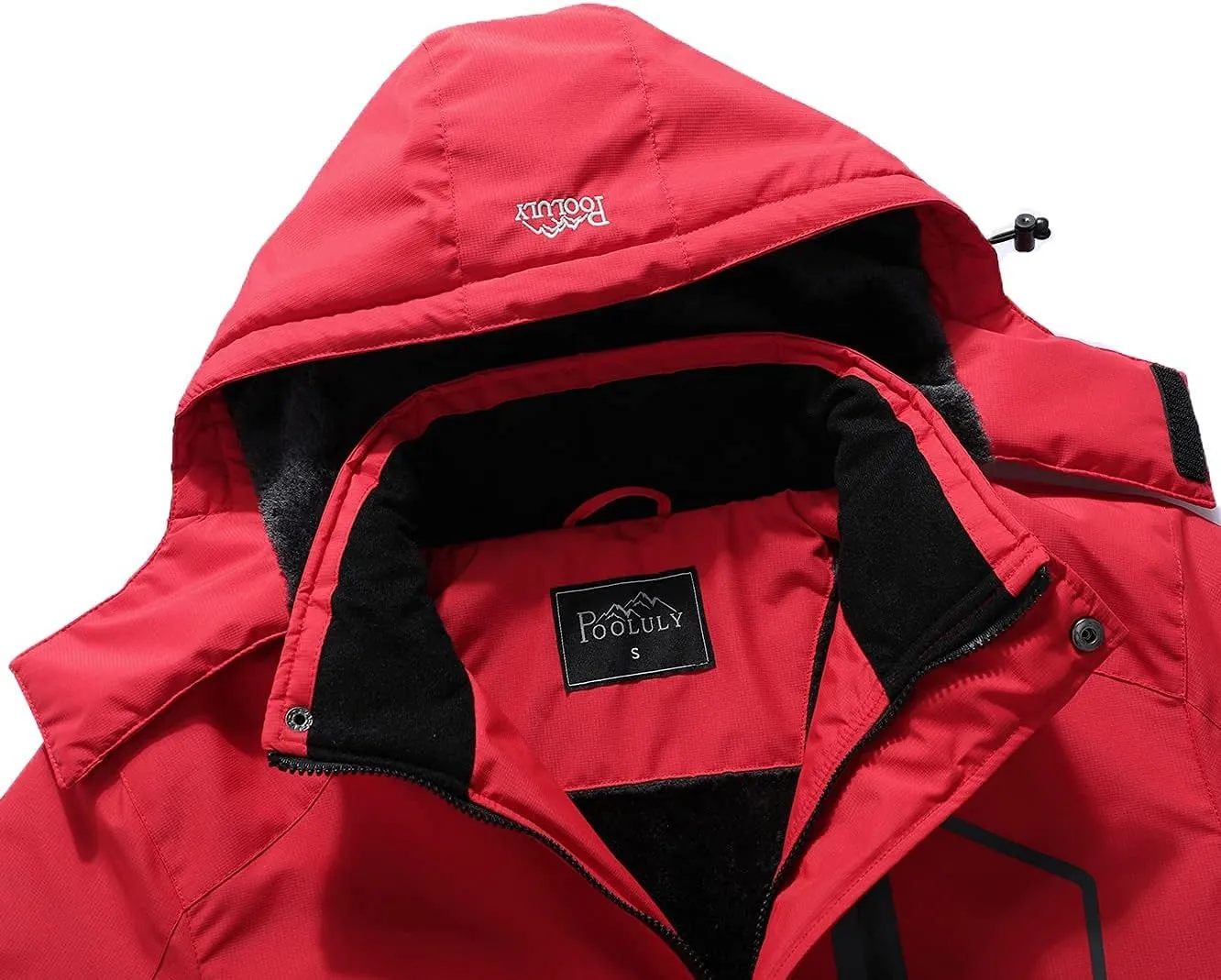 Pooluly Men's Ski Jacket Warm Winter Waterproof Windbreaker Hooded Raincoat Snowboarding Jackets