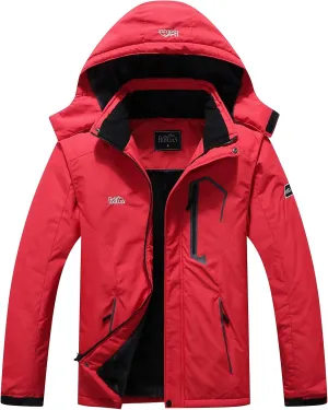 Pooluly Men's Ski Jacket Warm Winter Waterproof Windbreaker Hooded Raincoat Snowboarding Jackets