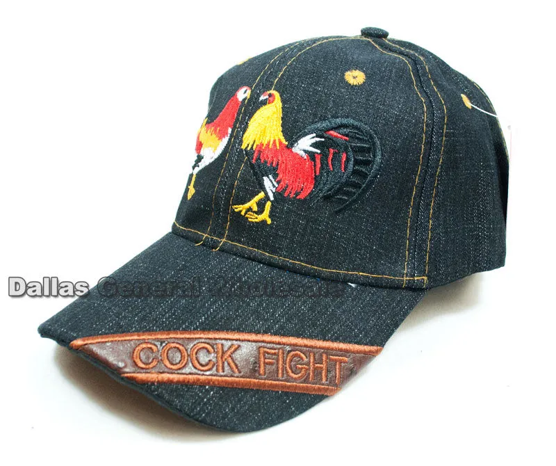 "Cock Fight" Denim Casual Caps Wholesale