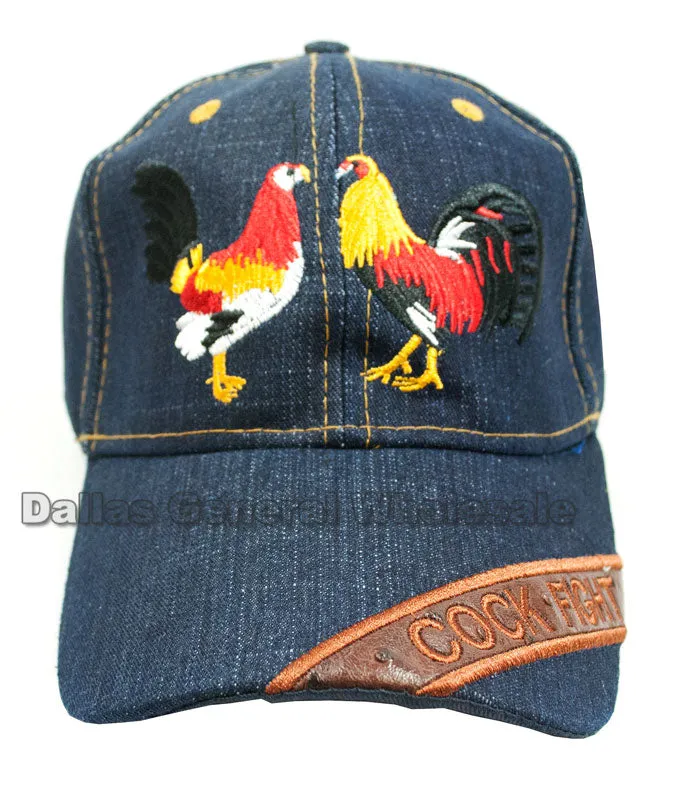"Cock Fight" Denim Casual Caps Wholesale