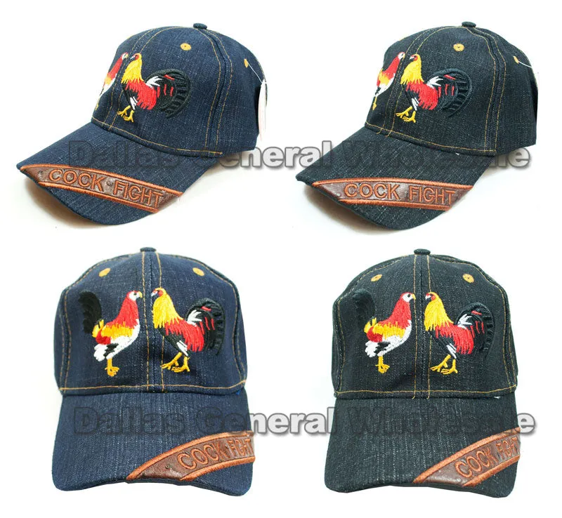 "Cock Fight" Denim Casual Caps Wholesale