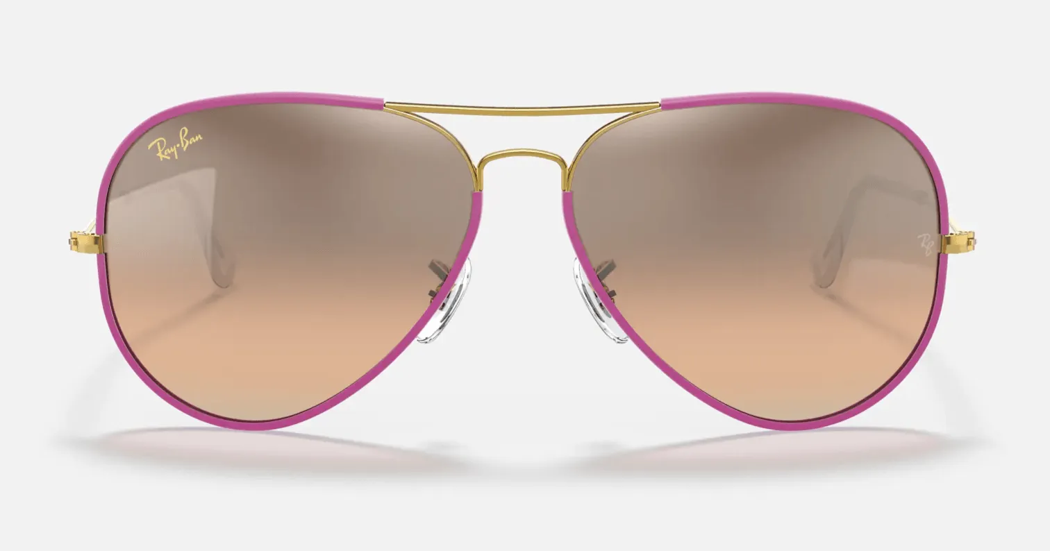 RAY-BAN Aviator Full Color Legend Violet/Gold - Silver/Pink Mirror Sunglasses