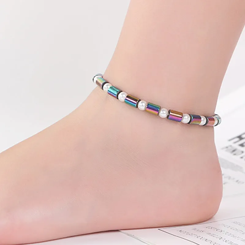 Rice Beads Straight Tube Magnet Anklet