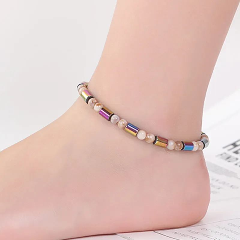 Rice Beads Straight Tube Magnet Anklet