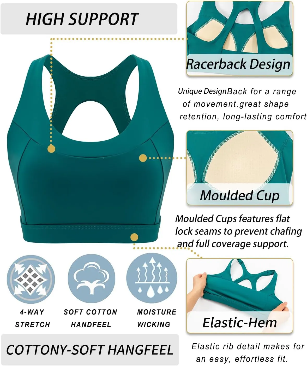 RUNNING GIRL Sports Bras for Women High Support,Racerback Molded Cup High Impact Sports Bra Workout Yoga Bra