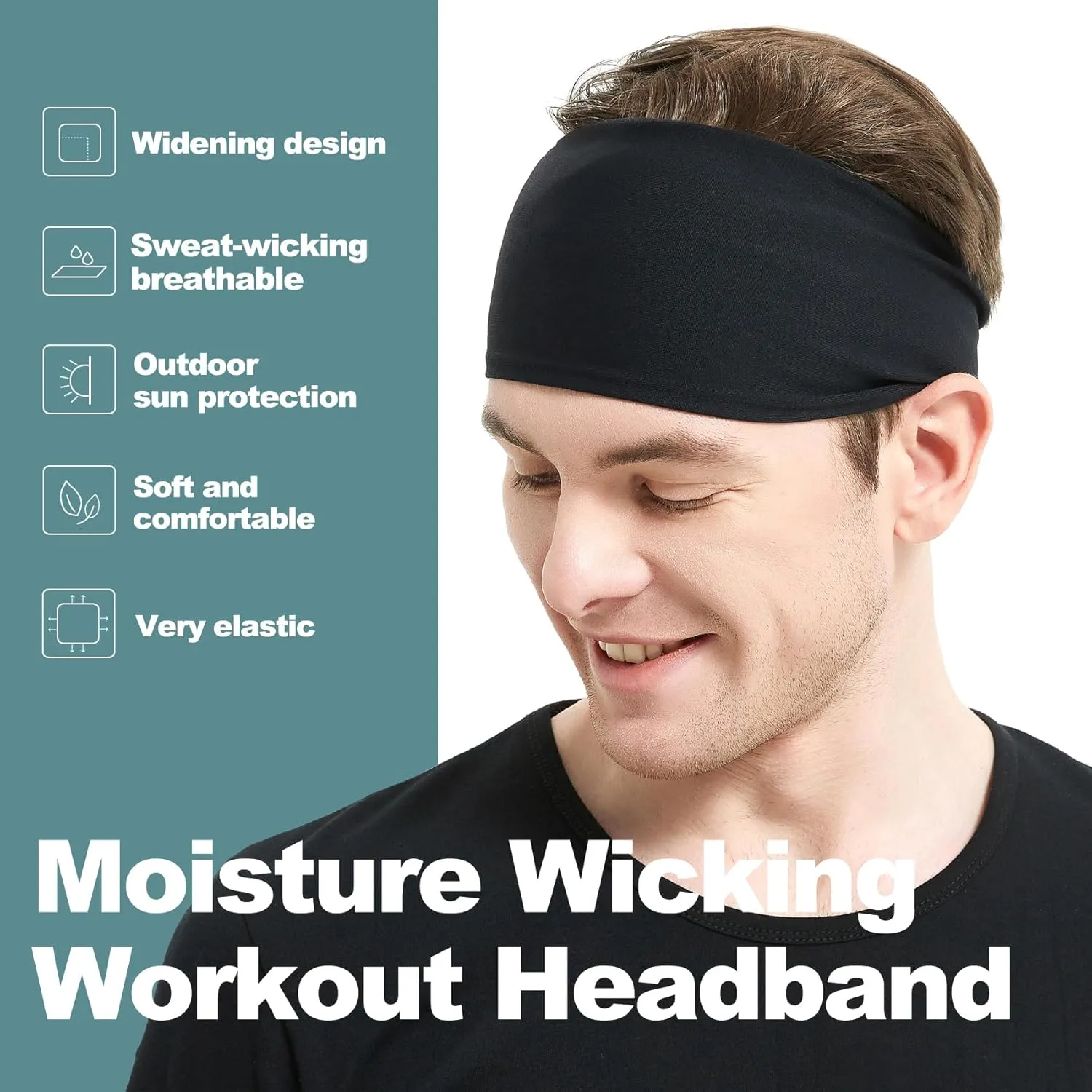 Running Headbands for Men?? or 6 Pack, Mens Stretchy Headband for Football,Cycling,Basketball,Yoga,Fitness Workout Unisex Quick-Dry Sweatband