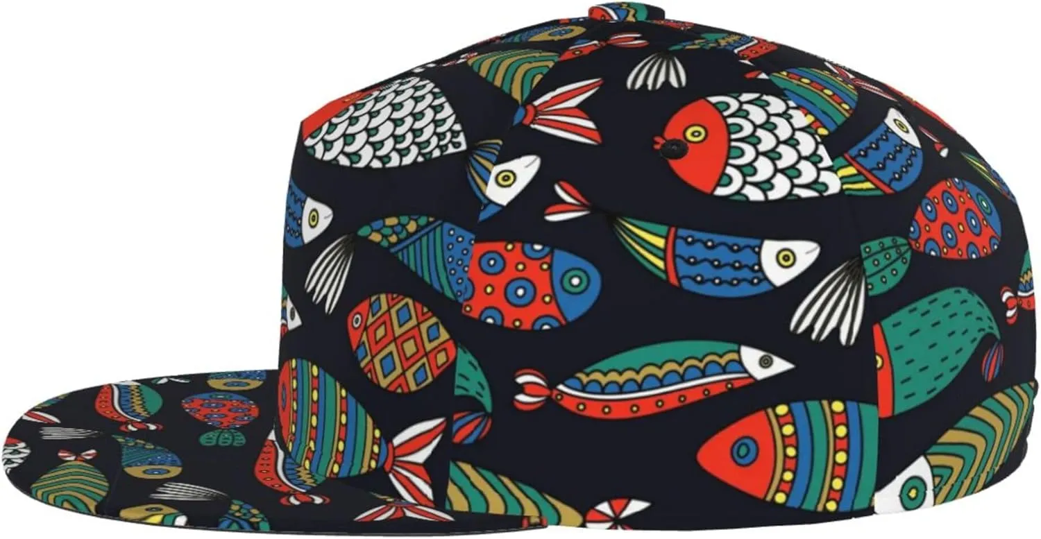 Snapback Hats for Men Women Fashion Japanese Koi Fish Baseball Cap Trucker Hat for Cycling Sports Running Golf Flat Brim Hats