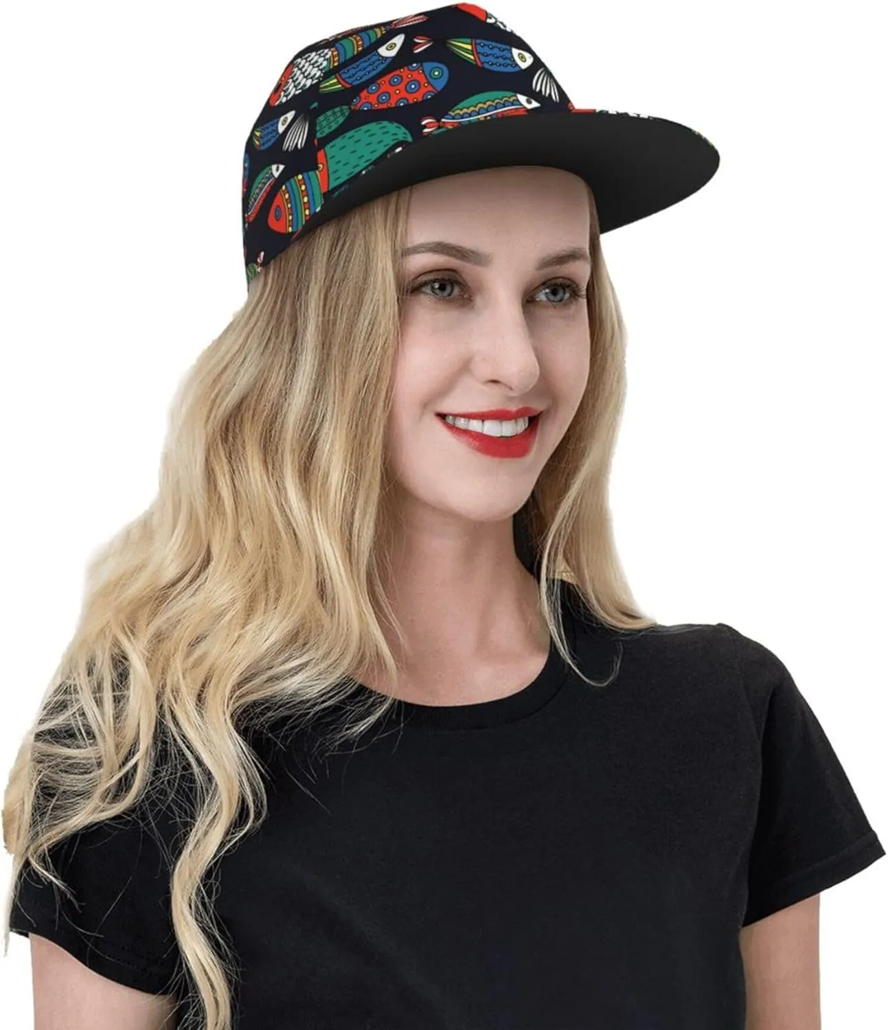 Snapback Hats for Men Women Fashion Japanese Koi Fish Baseball Cap Trucker Hat for Cycling Sports Running Golf Flat Brim Hats