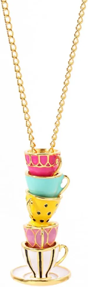 Stackable 3D Coffee Cup Pendant Necklaces.Long Enamel Glaze Teacup Pendant Necklaces Creative Necklace Jewelry Gifts for Women Men