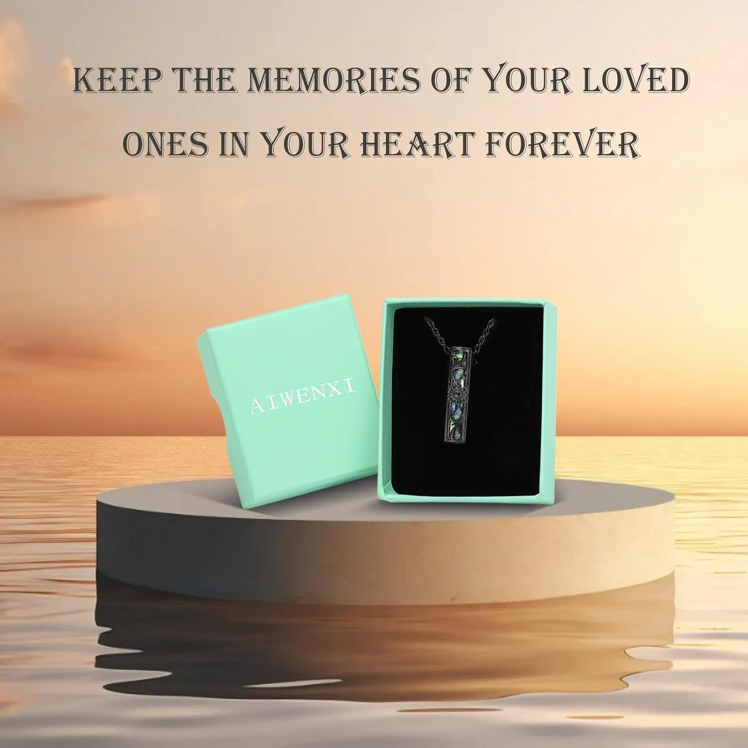 Sunflower Cremation Jewelry Vertical Bar Urns Necklaces for Ashes Stainless Steel Baoyu Stone Keepskaes Memorial Ash Pendant Necklaces Jewelry for Men Women Gifts