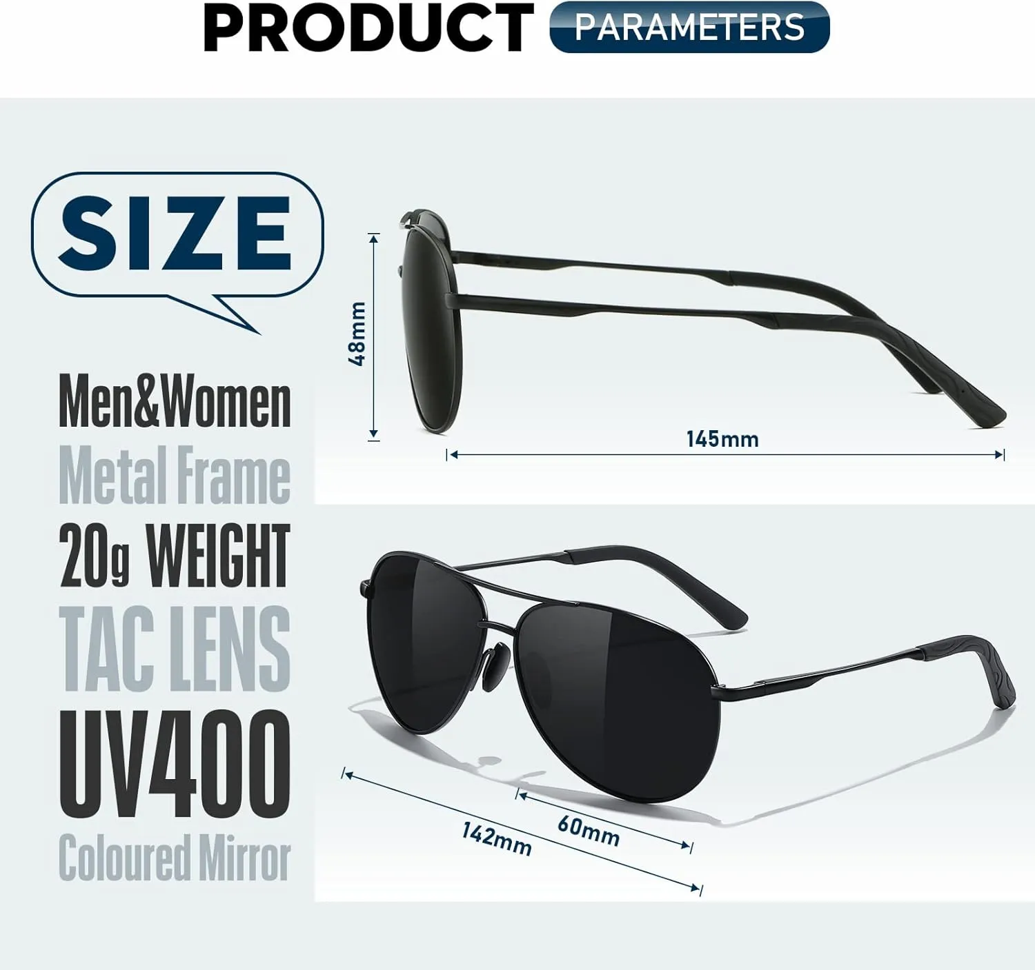 Sunglasses Men Polarized Aviator Sunglasses for Men Women Fishing Driving Sun glasses Metal Frame UV400 Protection