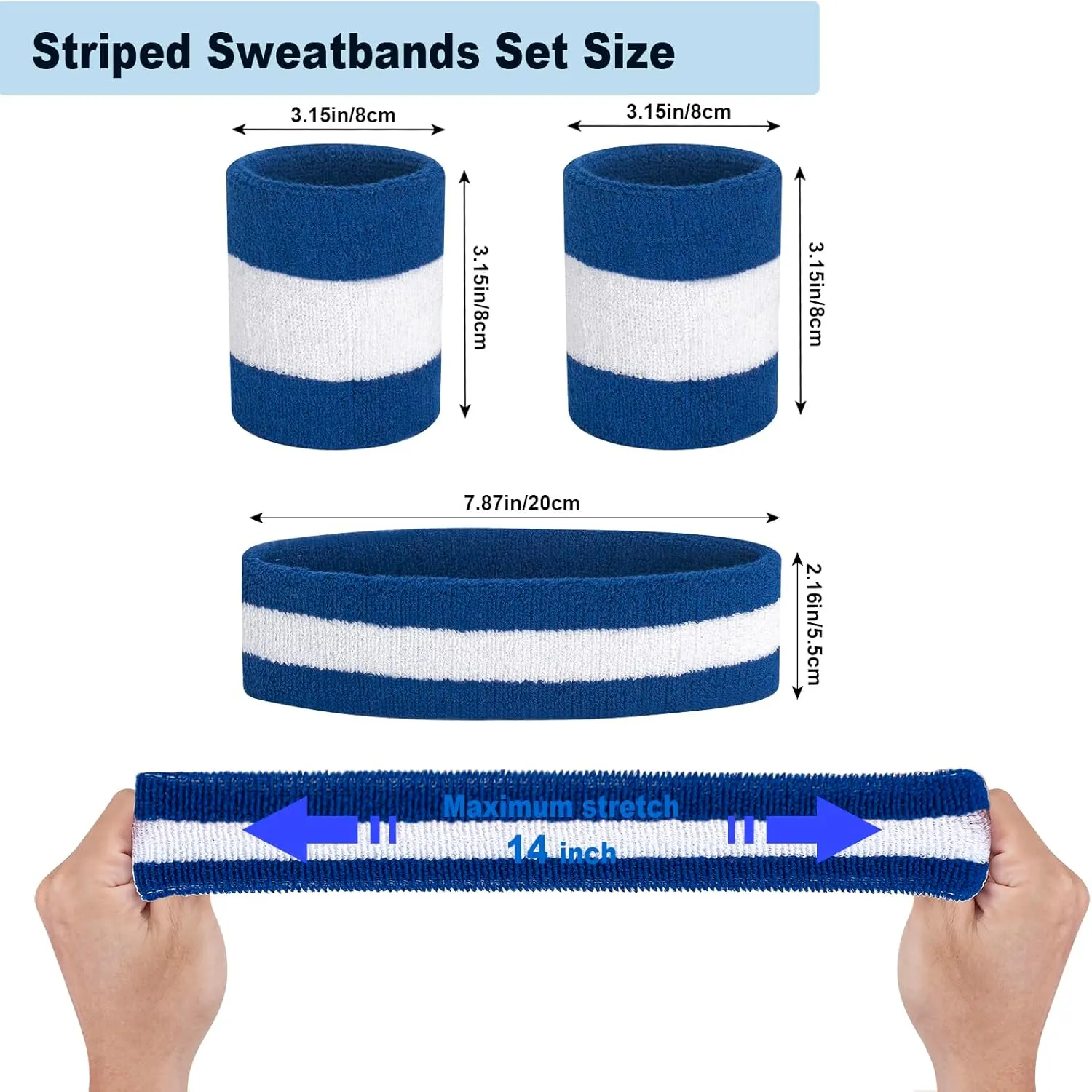 Sweatbands Set, Headband and Wrist Sweatbands, Cotton Sweat Band for Athletic Men and Women, Sweatbands Sports Headbands for Working Out, Running, Basketball, Tennis, Yoga