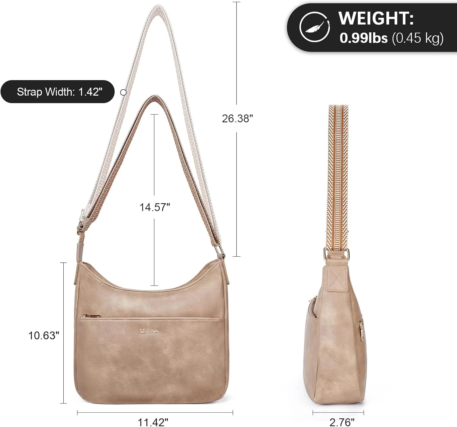 Telena Crossbody Bags for Women Trendy Vegan Leather Purse Shoulder Bag Hobo Bucket Large Capacity