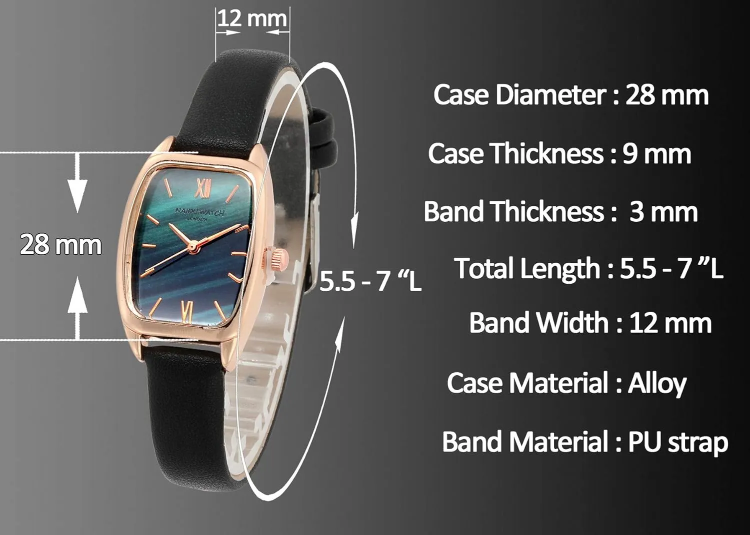 Top Plaza Womens Ladies Fashion Leather Wrist Watch Rectangle Elegant Simple Dial Analog Quartz Dress Watch