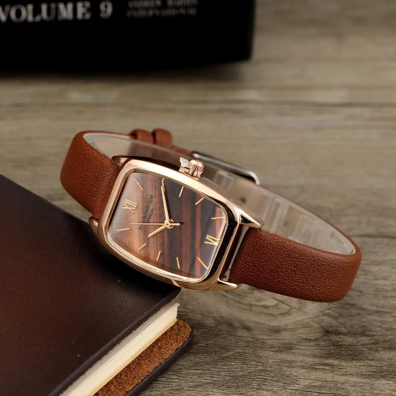 Top Plaza Womens Ladies Fashion Leather Wrist Watch Rectangle Elegant Simple Dial Analog Quartz Dress Watch