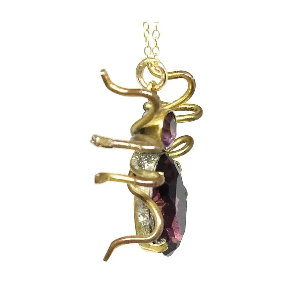 Vintage 1940s Spider Czech Pendant Gold Necklace
