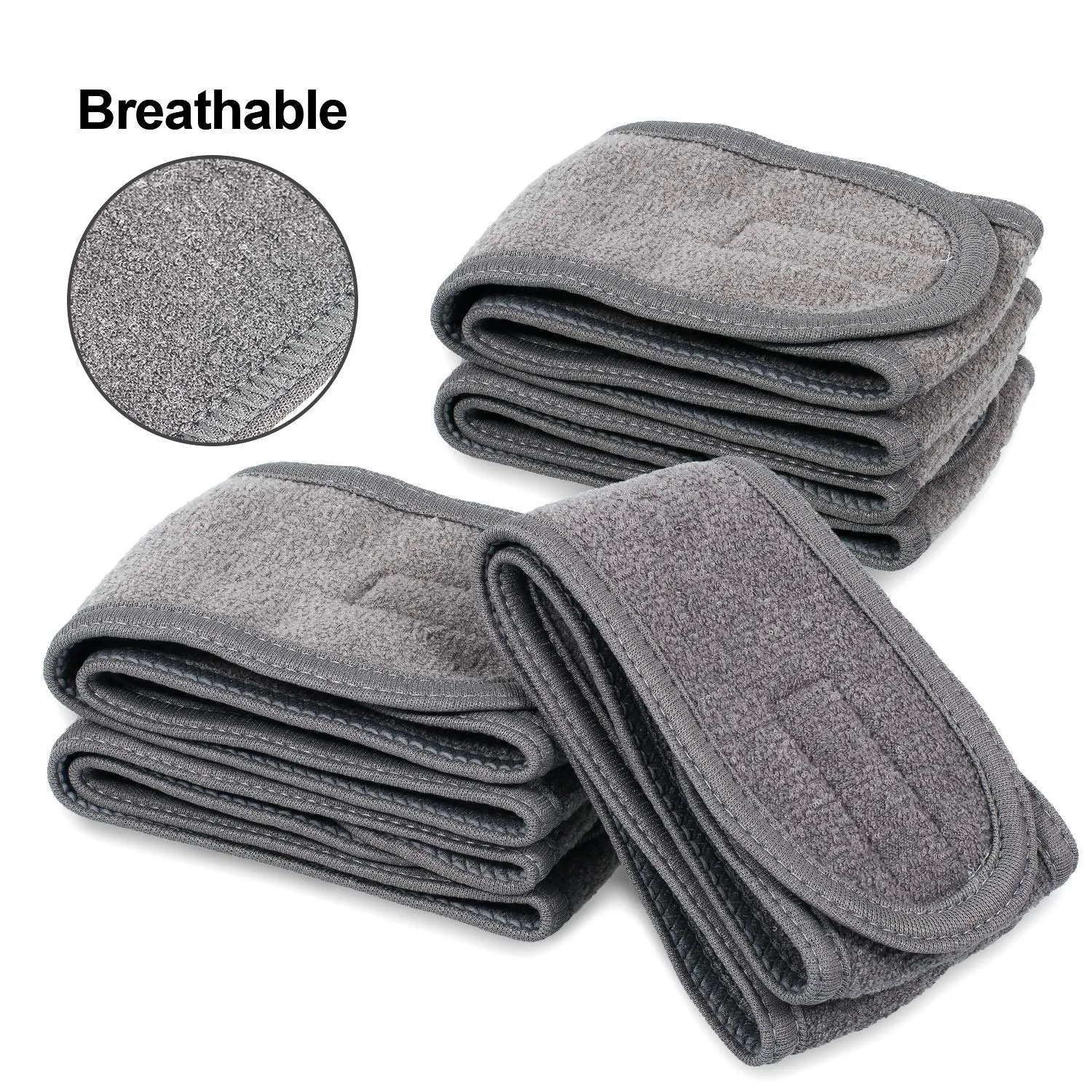 Whaline Spa Facial Headband Head Wrap Terry Cloth Headband 4 Counts Stretch Towel for Bath, Makeup and Sport (Gray)