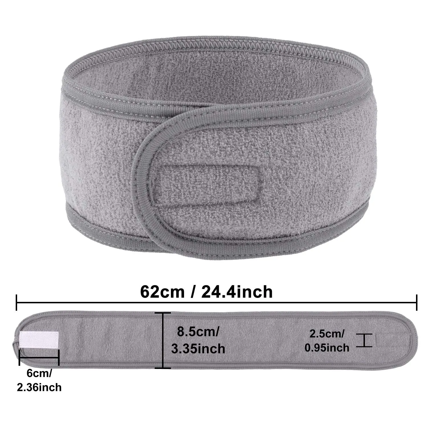 Whaline Spa Facial Headband Head Wrap Terry Cloth Headband 4 Counts Stretch Towel for Bath, Makeup and Sport (Gray)